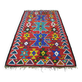 Vintage Kilim Rug Ancient Nomadic Tribal Traditional Multicoloured