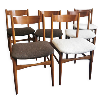 6 chaises scandinaves années 60