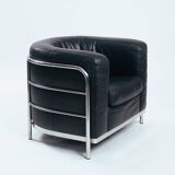 Zanotta onda black leather lounge chair, Italy 1980s