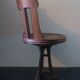 Chaise de bureau rotative nautique antique en teck, fer et cuir