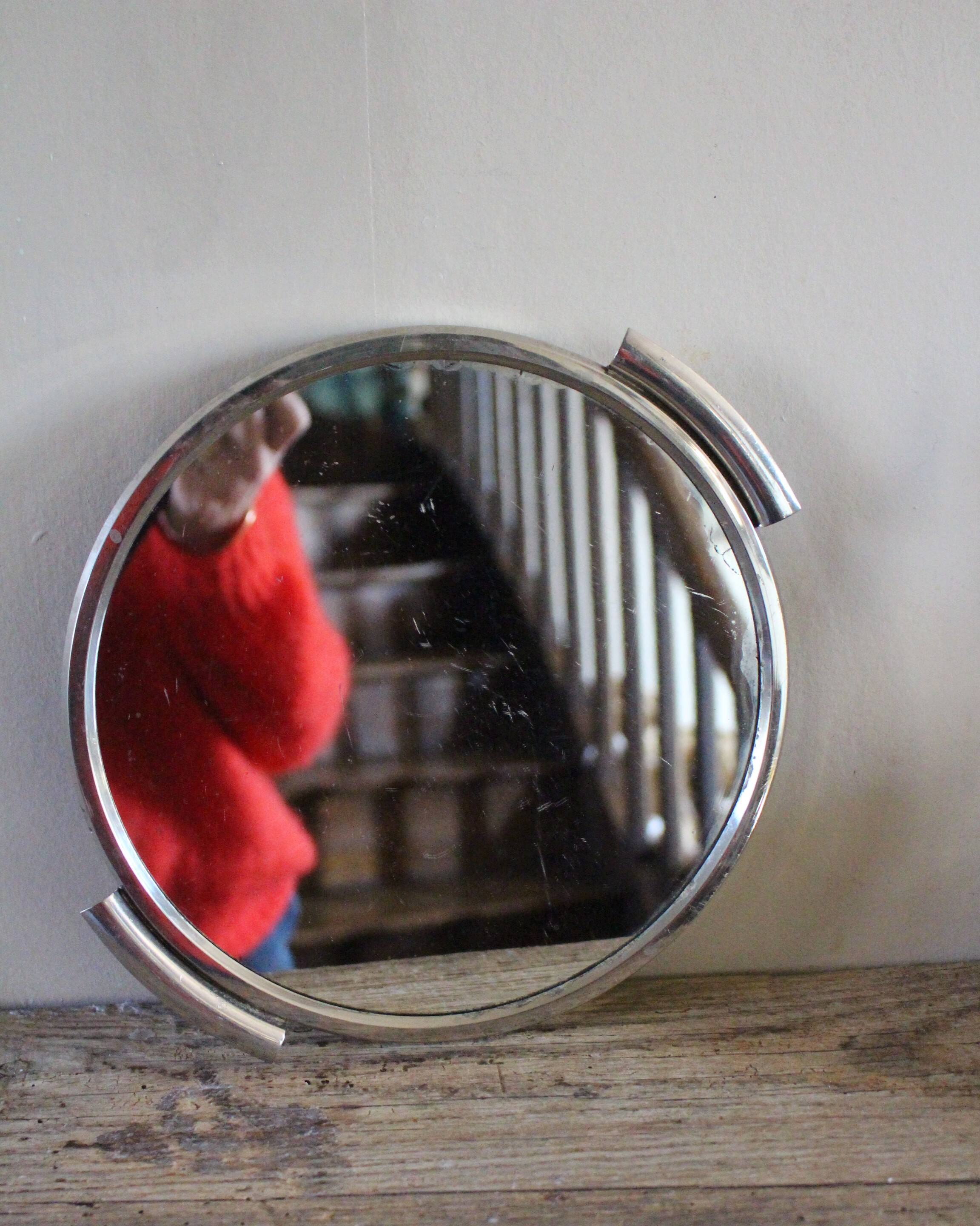 Plateau miroir rond en métal