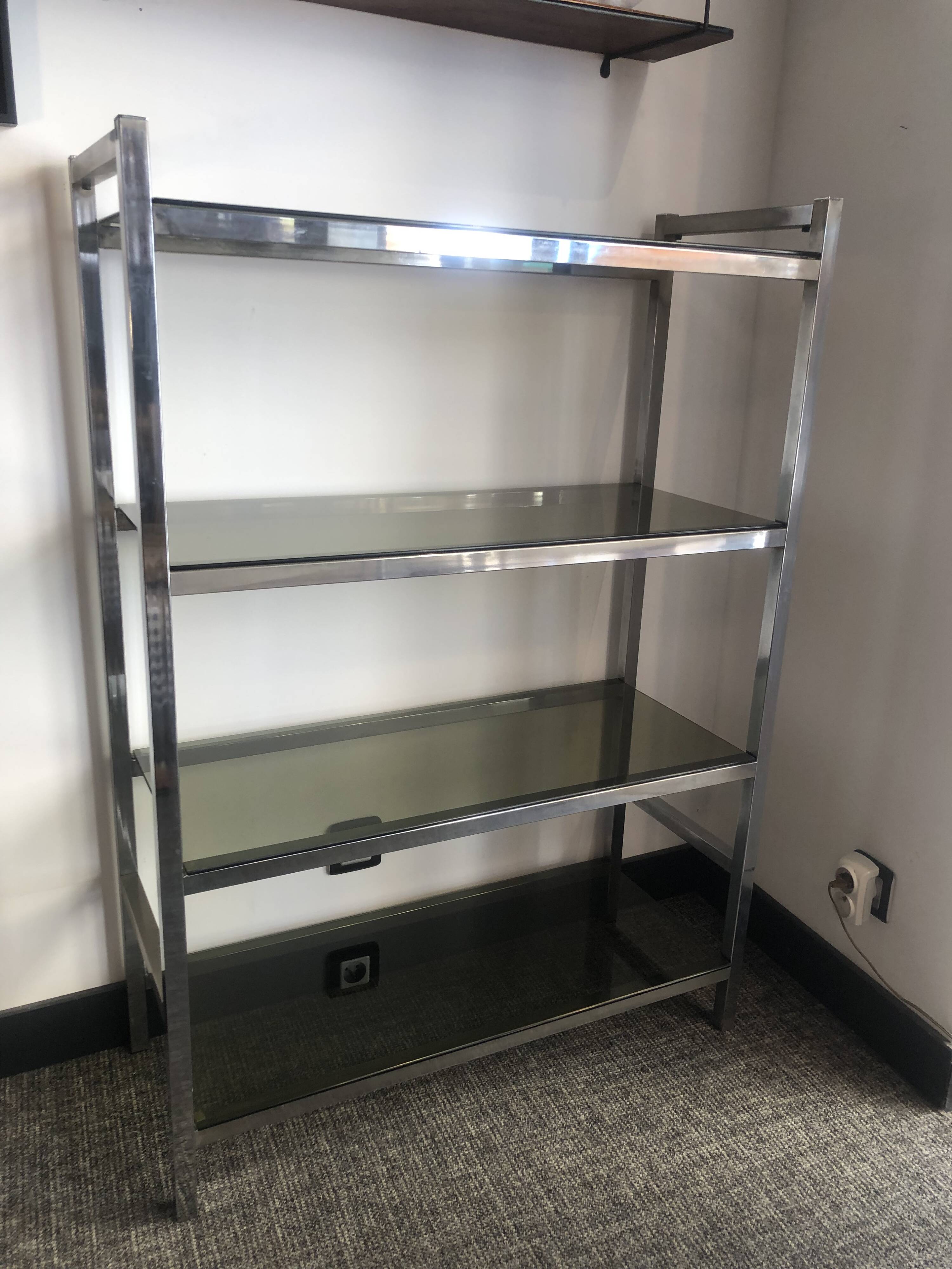 Chrome and smoked glass shelf from the 70s.