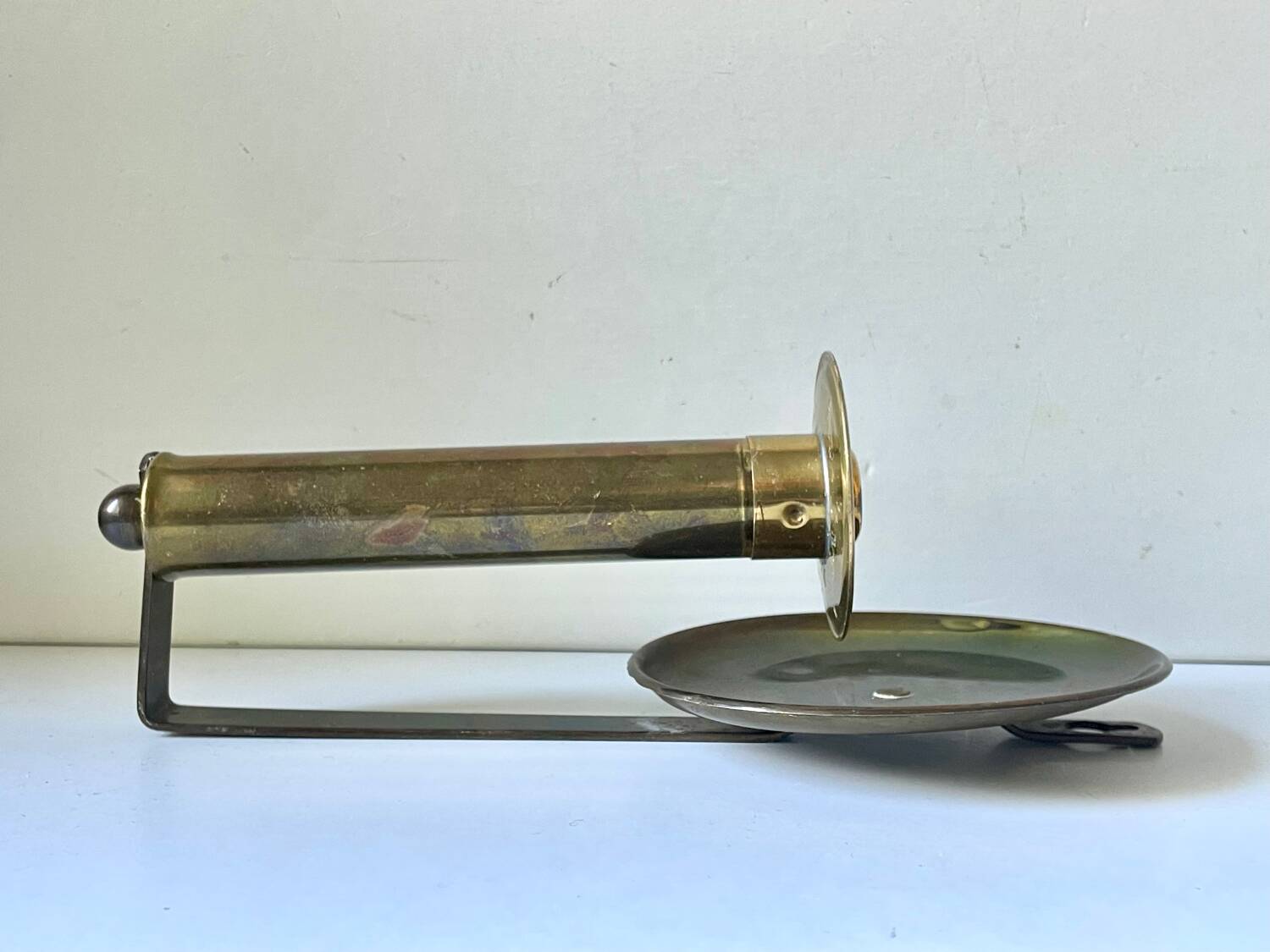 Vintage brass Scandinavian Art Deco wall candle holder sconce