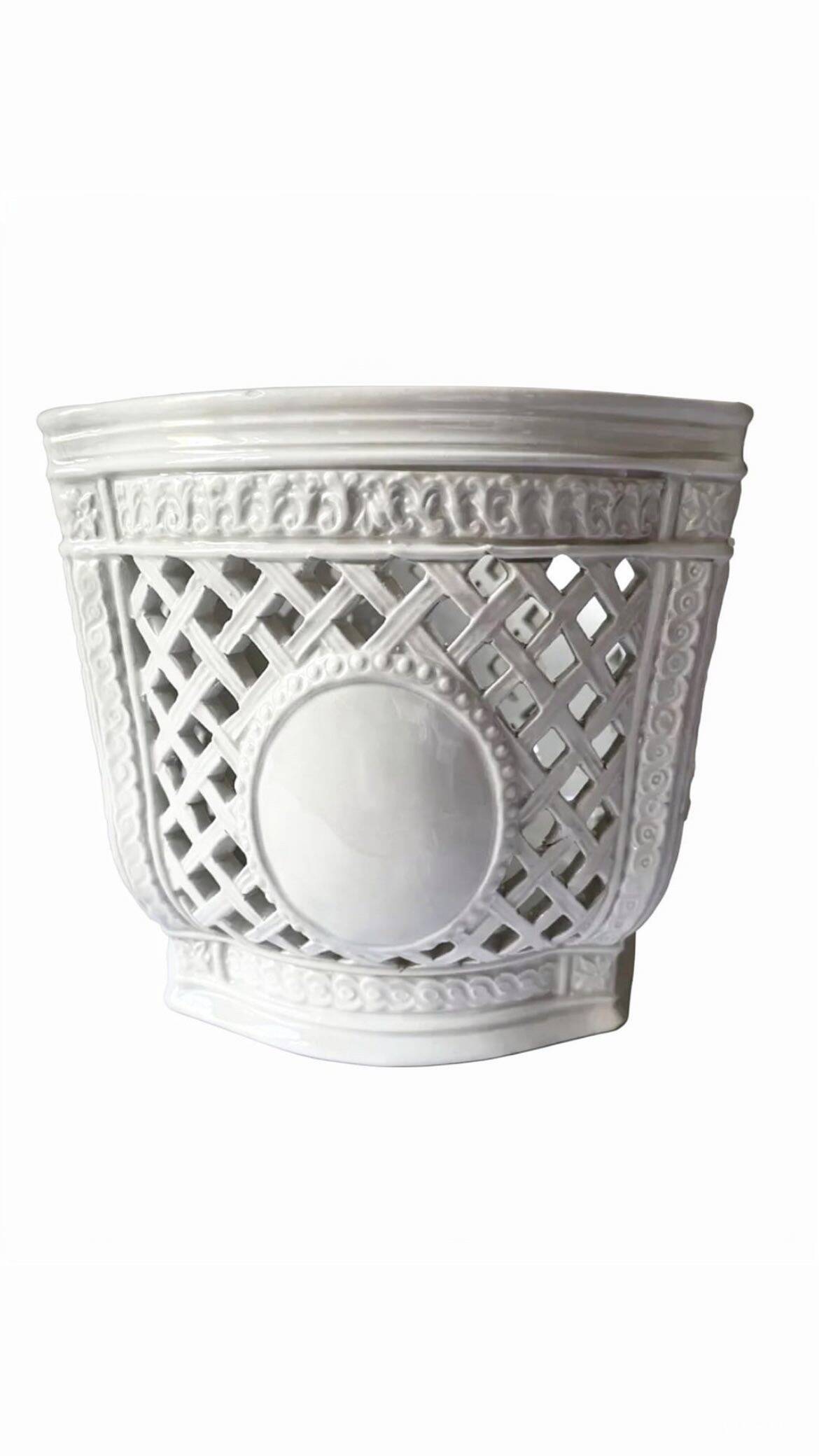 Openwork planter in Italian earthenware