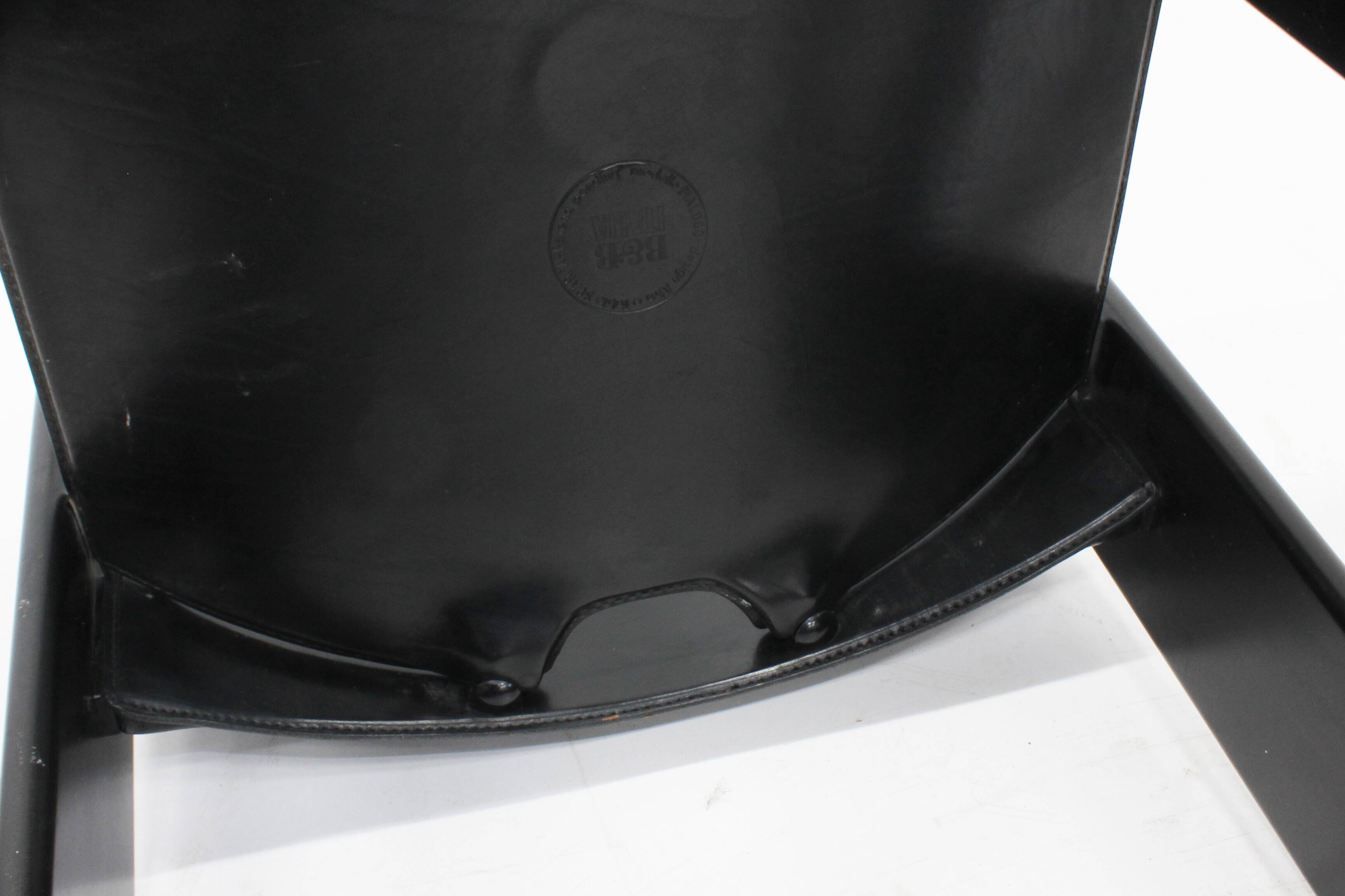 Chaises de salle à manger en cuir noir Dialogo par Afra et Tobia Scarpa pour B&B Italia