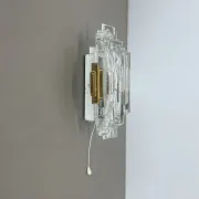 Beautiful CUBIC Ice Glass Wall Light by Hillebrand Lights, Germany, 1970s