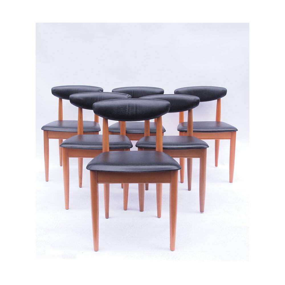 Set of 6 vintage black Scandinavian chairs