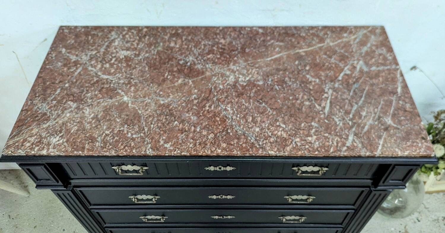 19th-19th Century Chest of Drawers with Shabby Patina