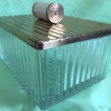 Art Deco gold metal glass cookie box