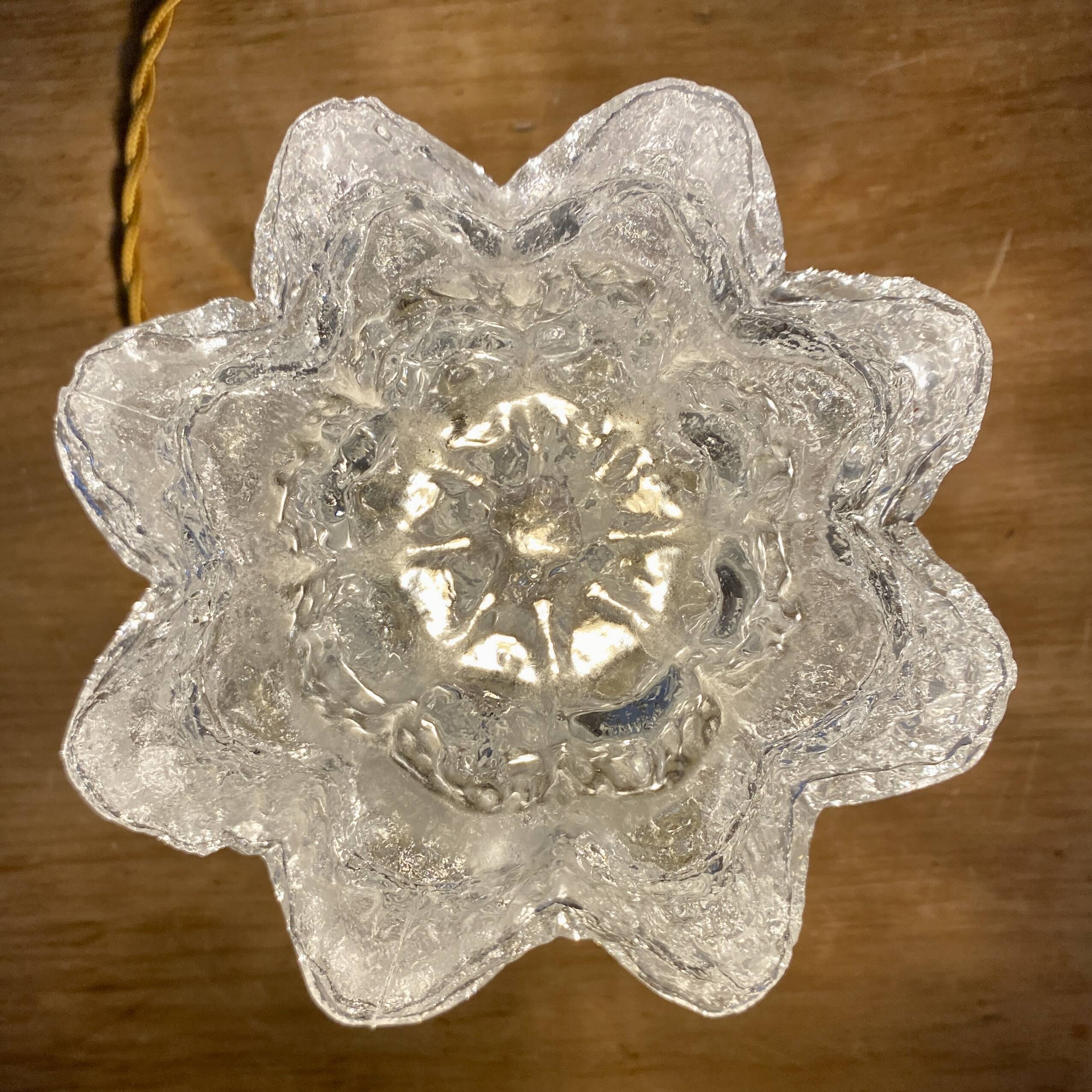 Vintage globe wall or ceiling light in molded glass in the shape of a flower