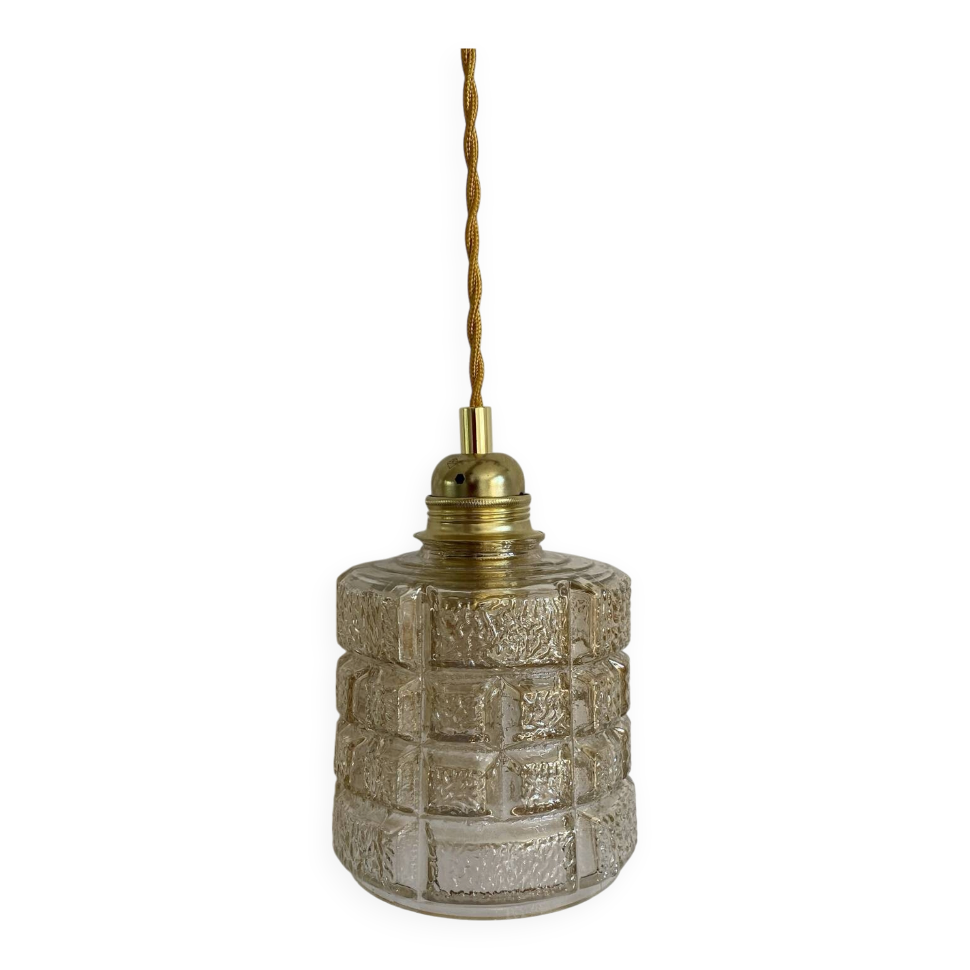 Vintage amber glass suspension globe