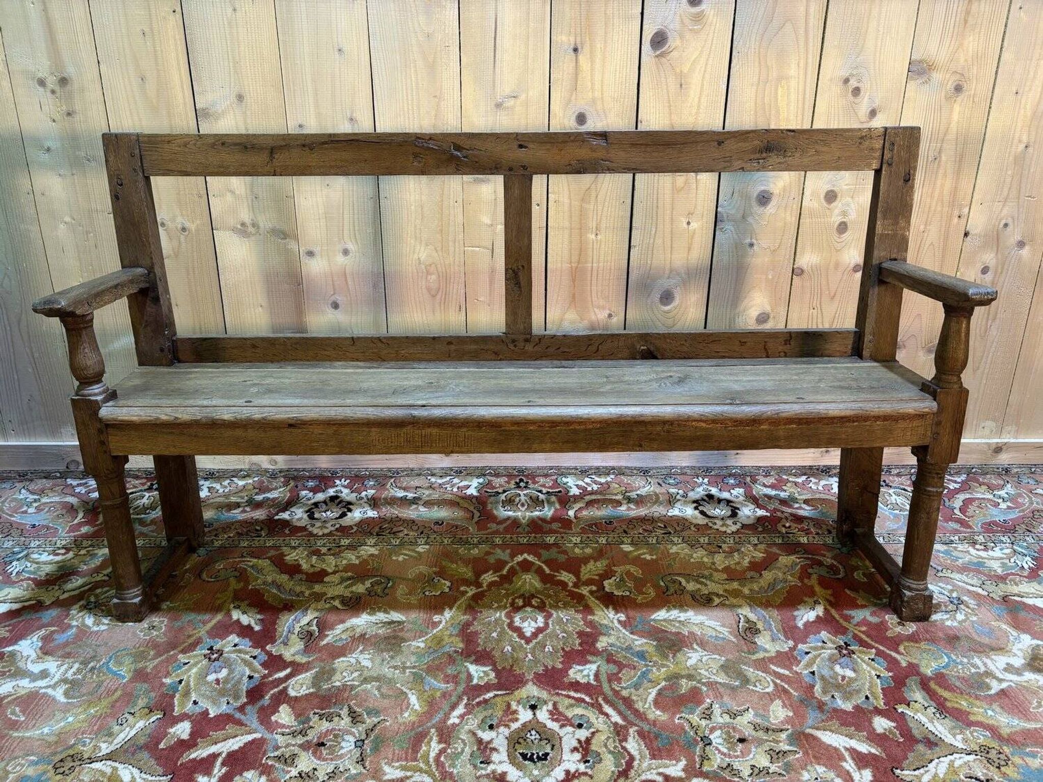 Banc ancien en bois – Travail rustique – XIXe / début XXe siècle