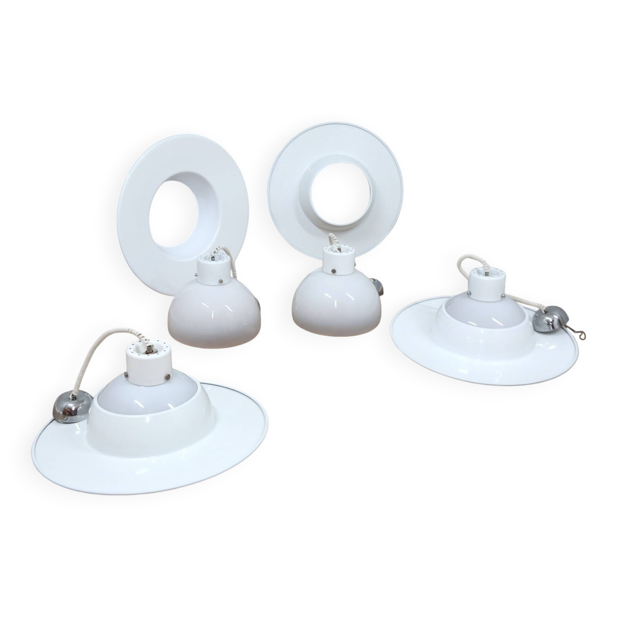 Space Age VeLuce Murano hanging disc lamp 1960s, set of 4