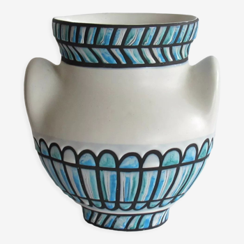 Earthenware "eared" vase by Roger Capron in Vallauris 50s