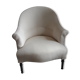 Fauteuil crapaud ancien en toile de chanvre lavée