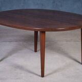 Oval Coffee Table in Rosewood attributed to Aksel Kjersgaard, Odense Møbelfabrik, 1960s