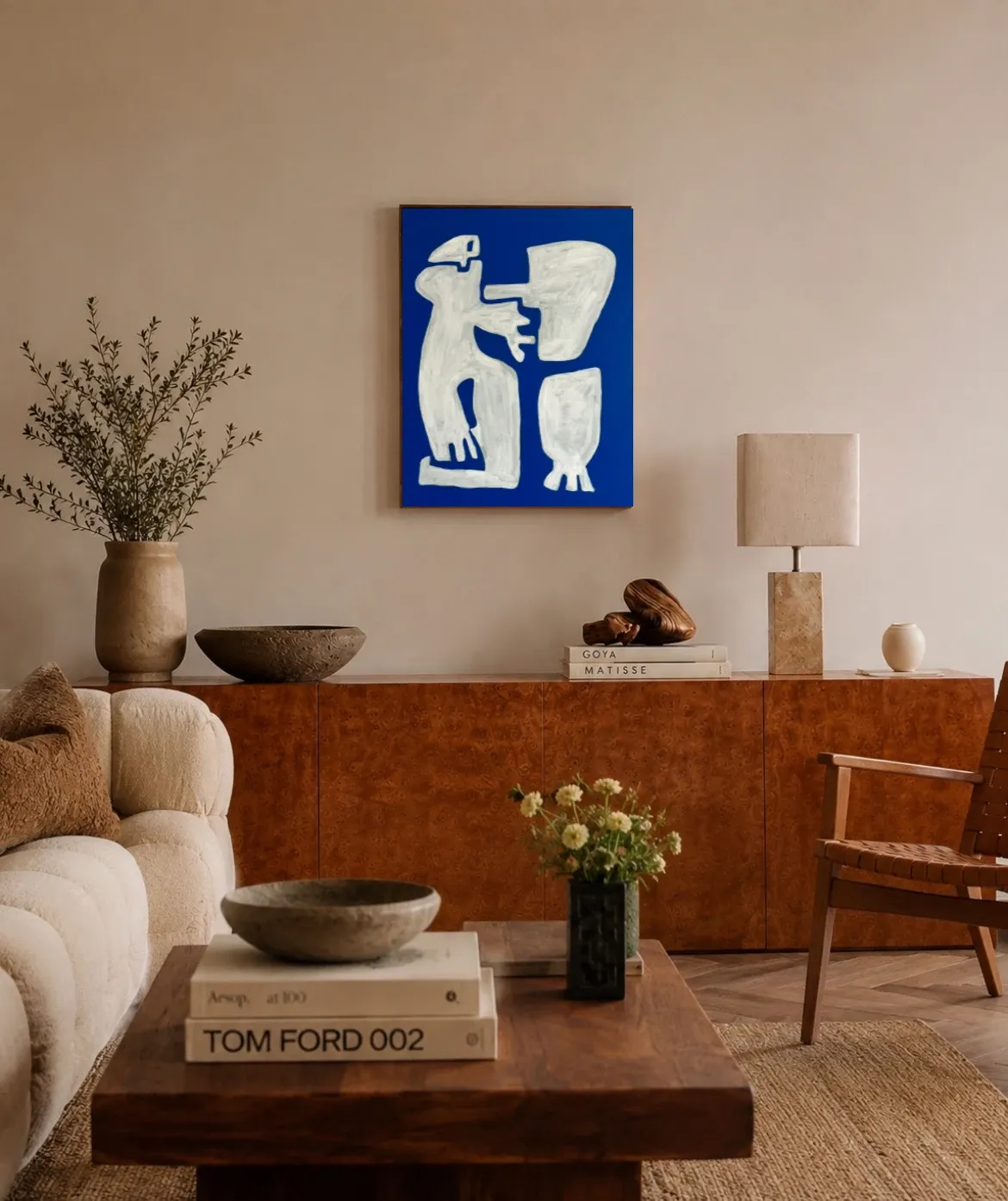 Canvas painting "Happy men" off-white