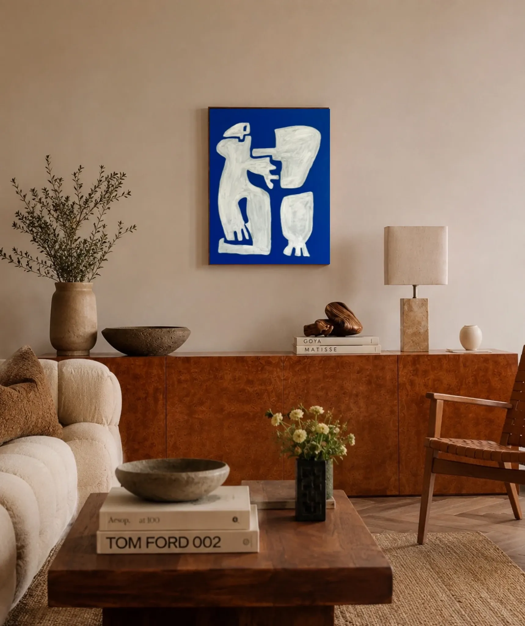 Peinture sur toile "Happy men" off-white