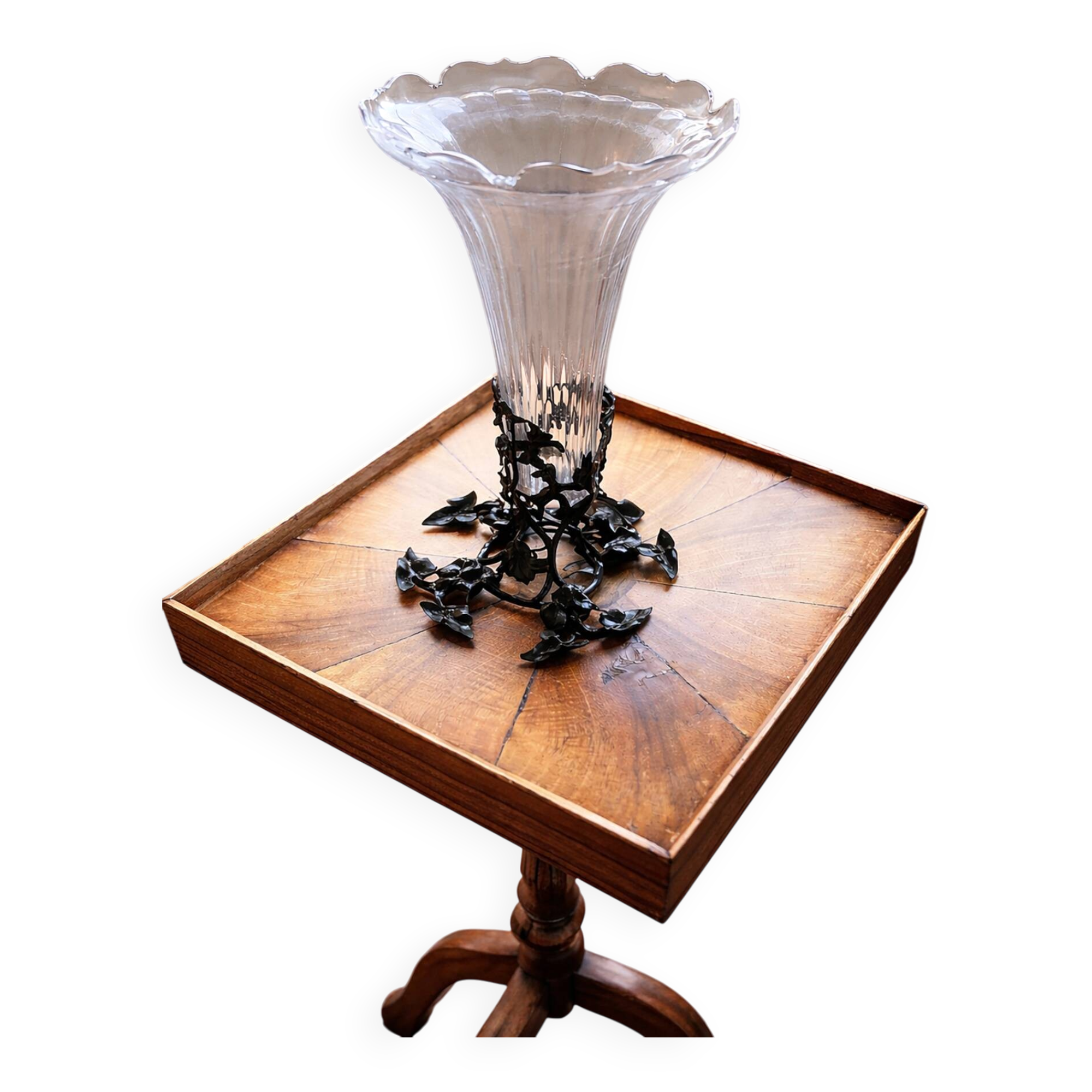 Antique Art Nouveau vase in crystal and patinated bronze – circa 1895–1910