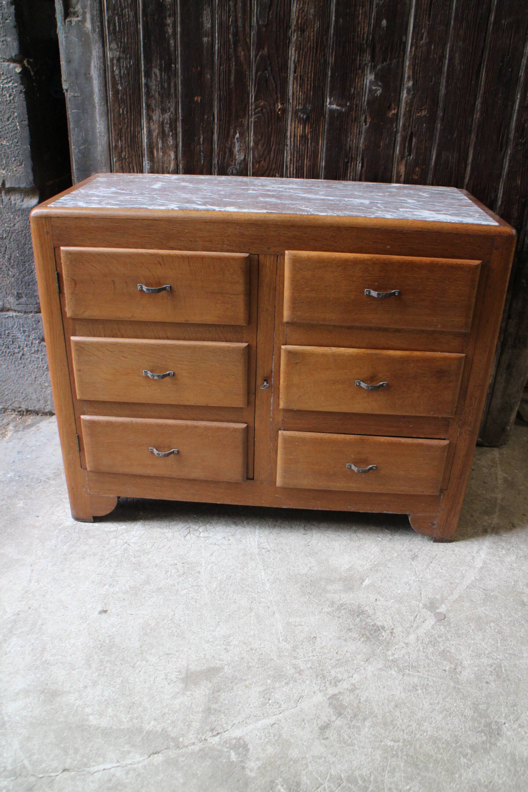 Commode art deco une porte et 3 tiroirs