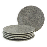 Set of 6 flat plates in speckled stoneware Italy