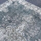 Beige Blue Green Faded oushak Rug