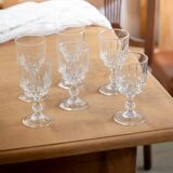 Set of 6 cut glass white stemmed glasses "Manon"