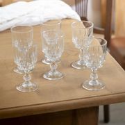 Lot de 6 verres à pied en verre blanc ciselé « Manon »