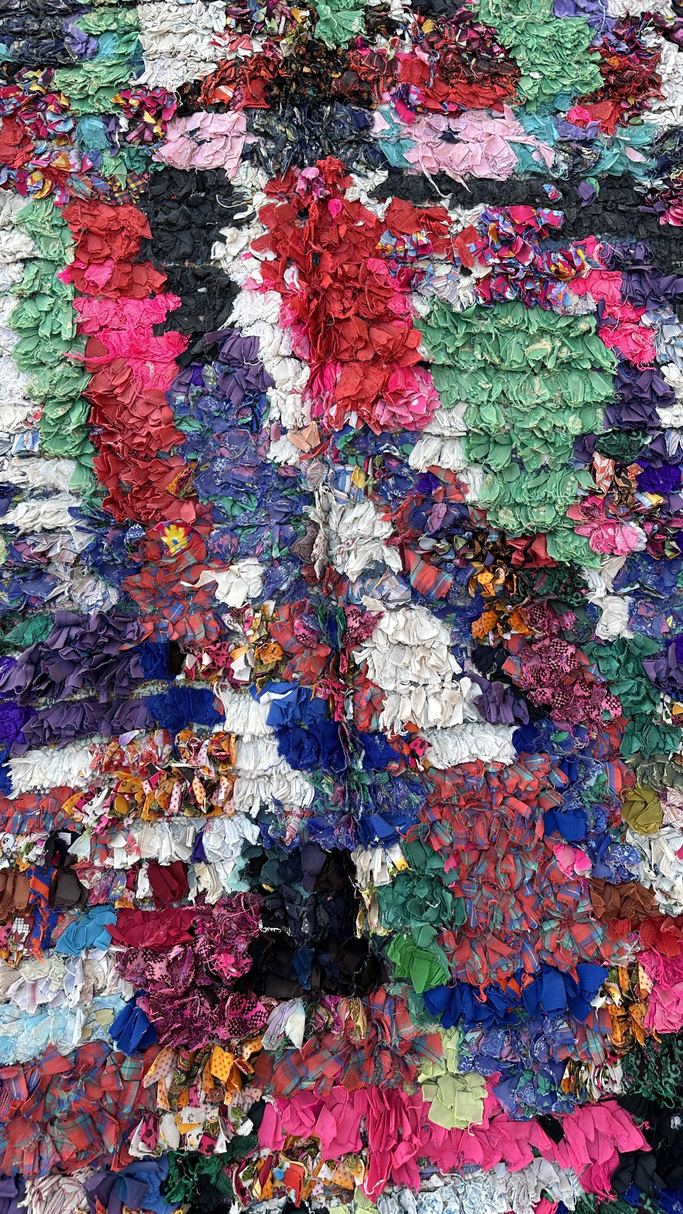 Colorful Boucherouite Berber rug - 139 x 233 cm