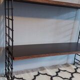 Wall shelf 2 planks tomado dark wood and black metal structure