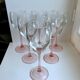 Lot de 6 verres à vin à pieds rose années 70