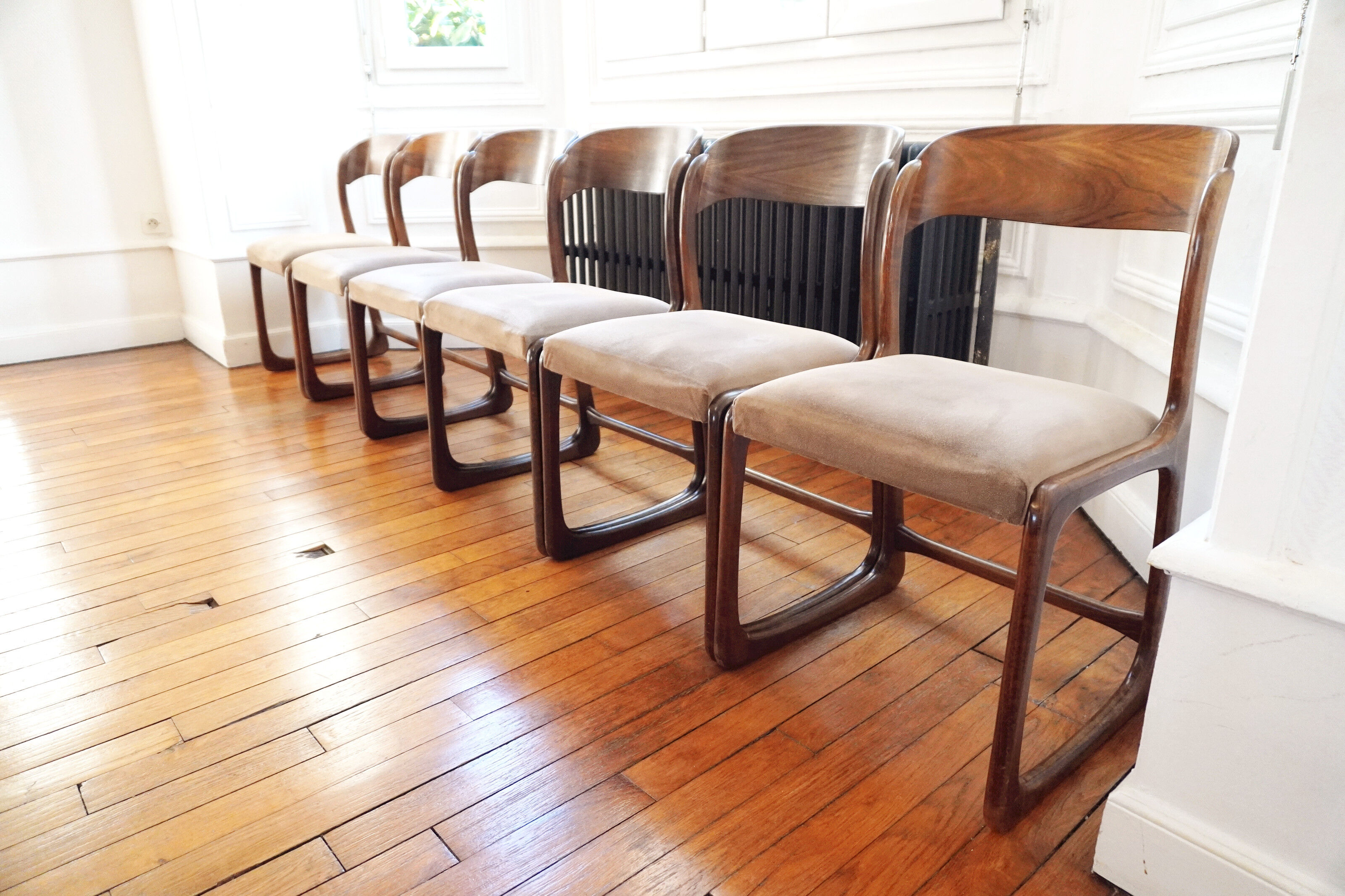 Suite of 6 Baumann sled chairs