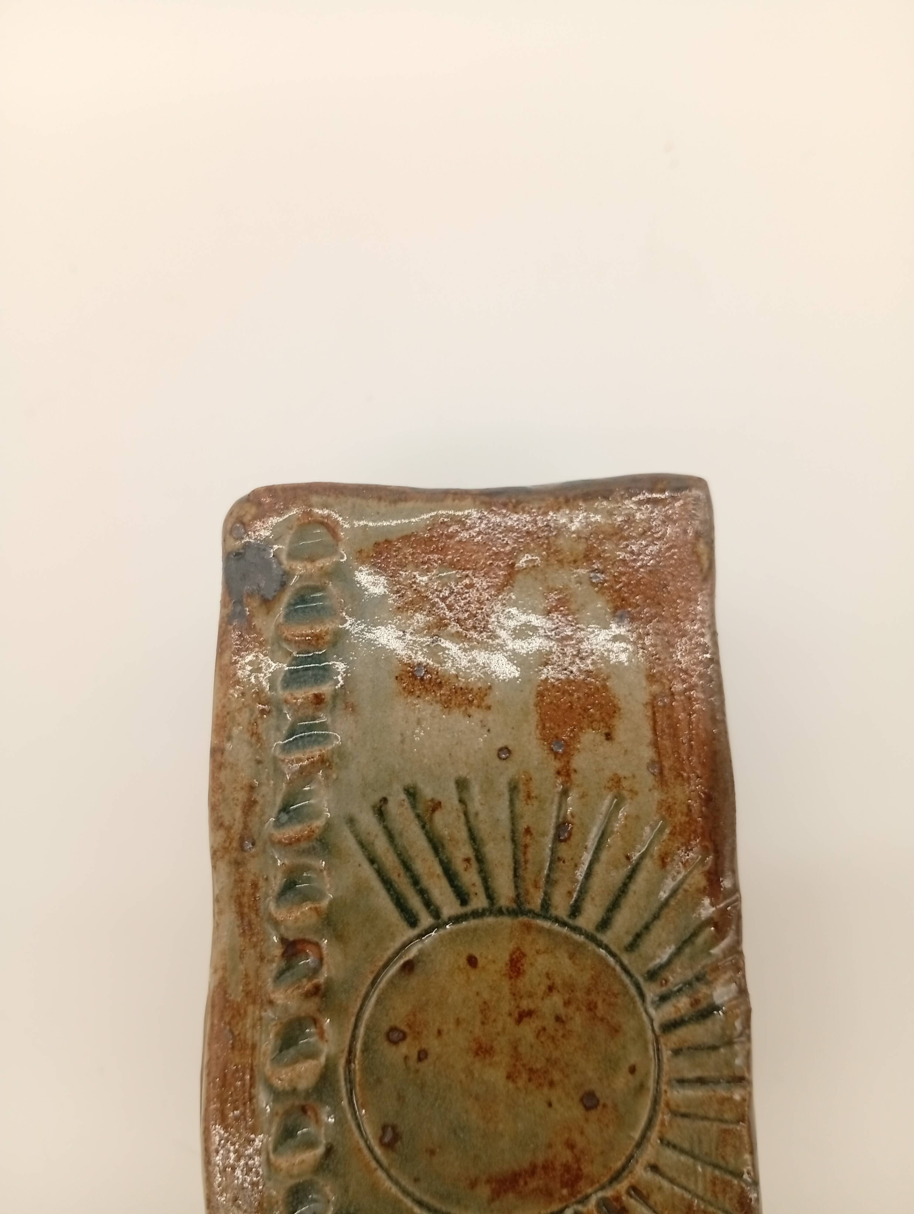 Vintage Ceramic Square Flower Vase Grès Pique Fleurs Scarified France 60