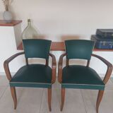paire de chaises, fauteuils bridges vert foncé