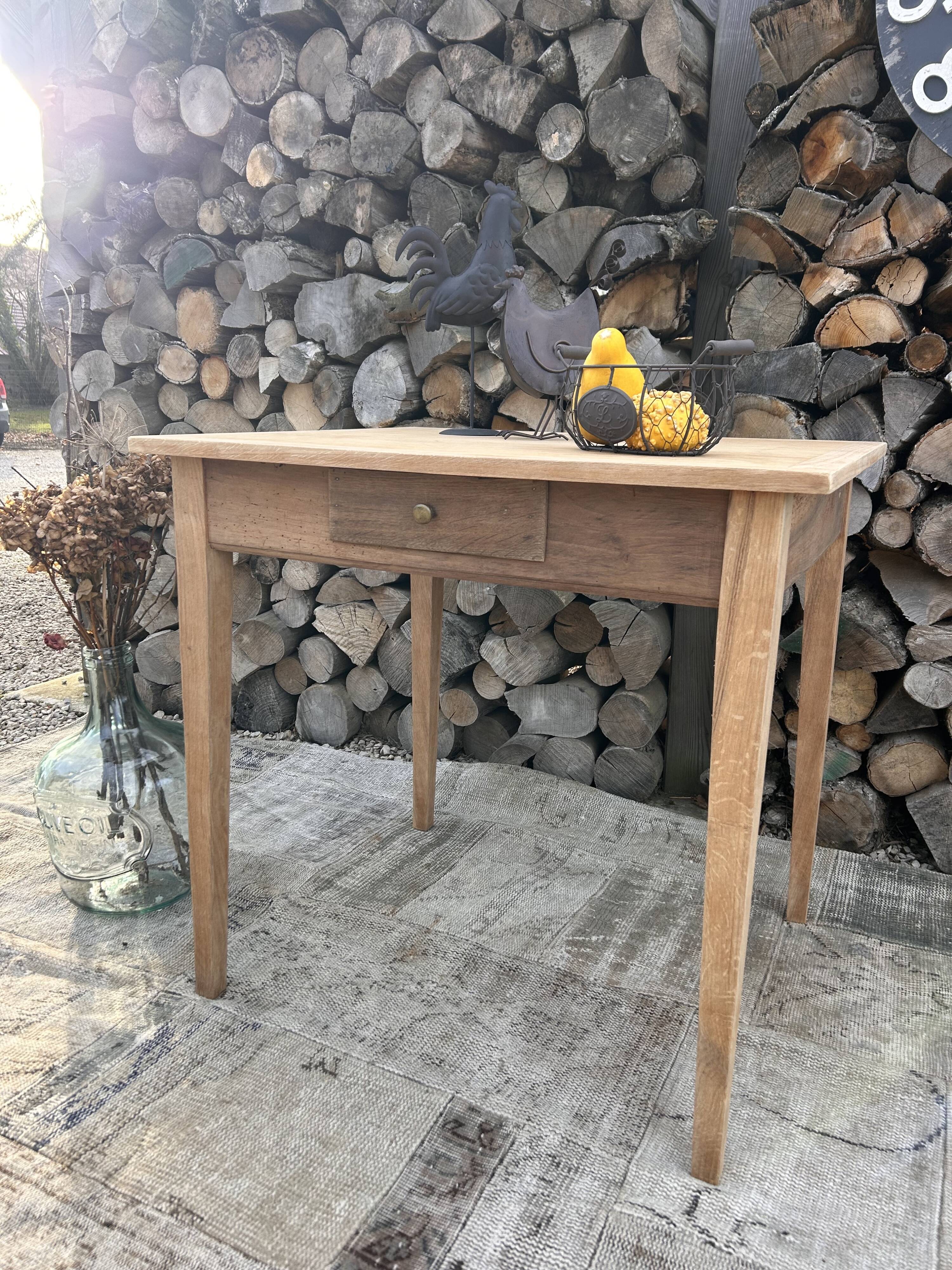 Renovated wooden farmhouse table