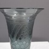 Art Deco Blue Vase Cleared with Acid