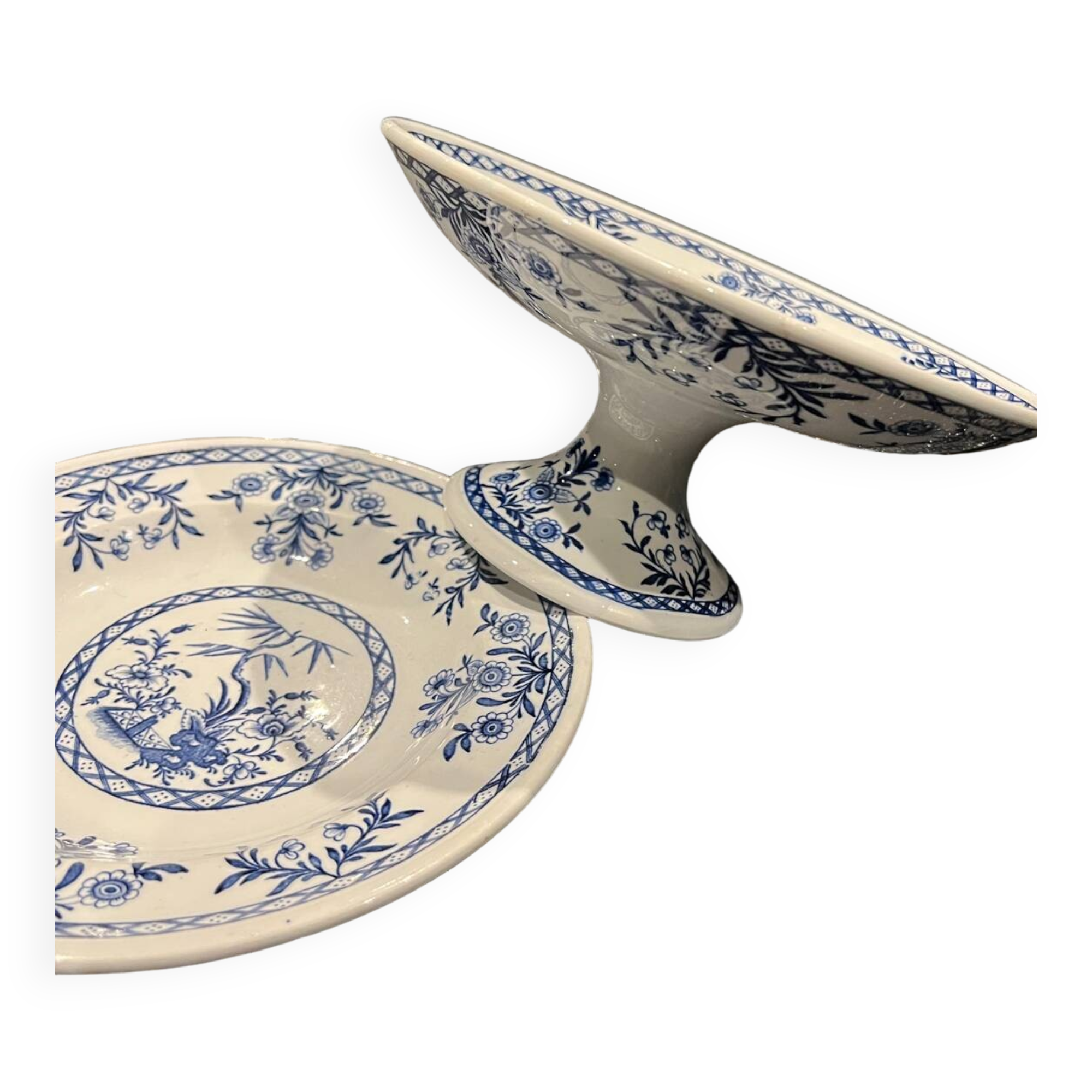 Luneville plate and compote dish