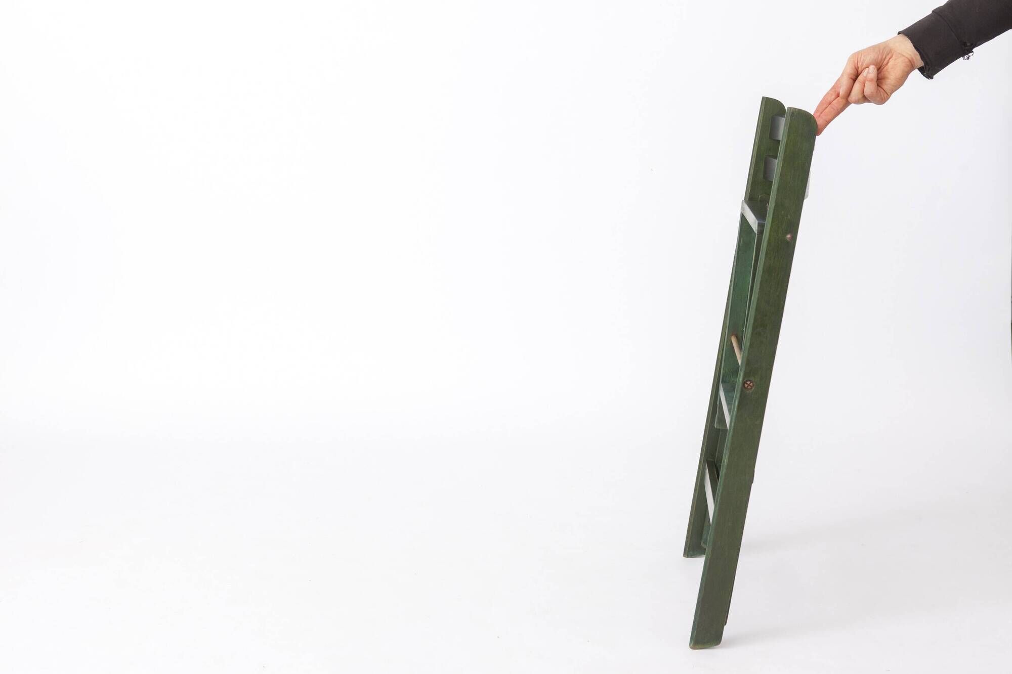 Set of 4 Vintage Green Folding Chairs, German Beech Wood Chairs,  60s–70s