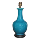 Vintage ceramic lamp, turquoise blue table lamp, bedside lamp.