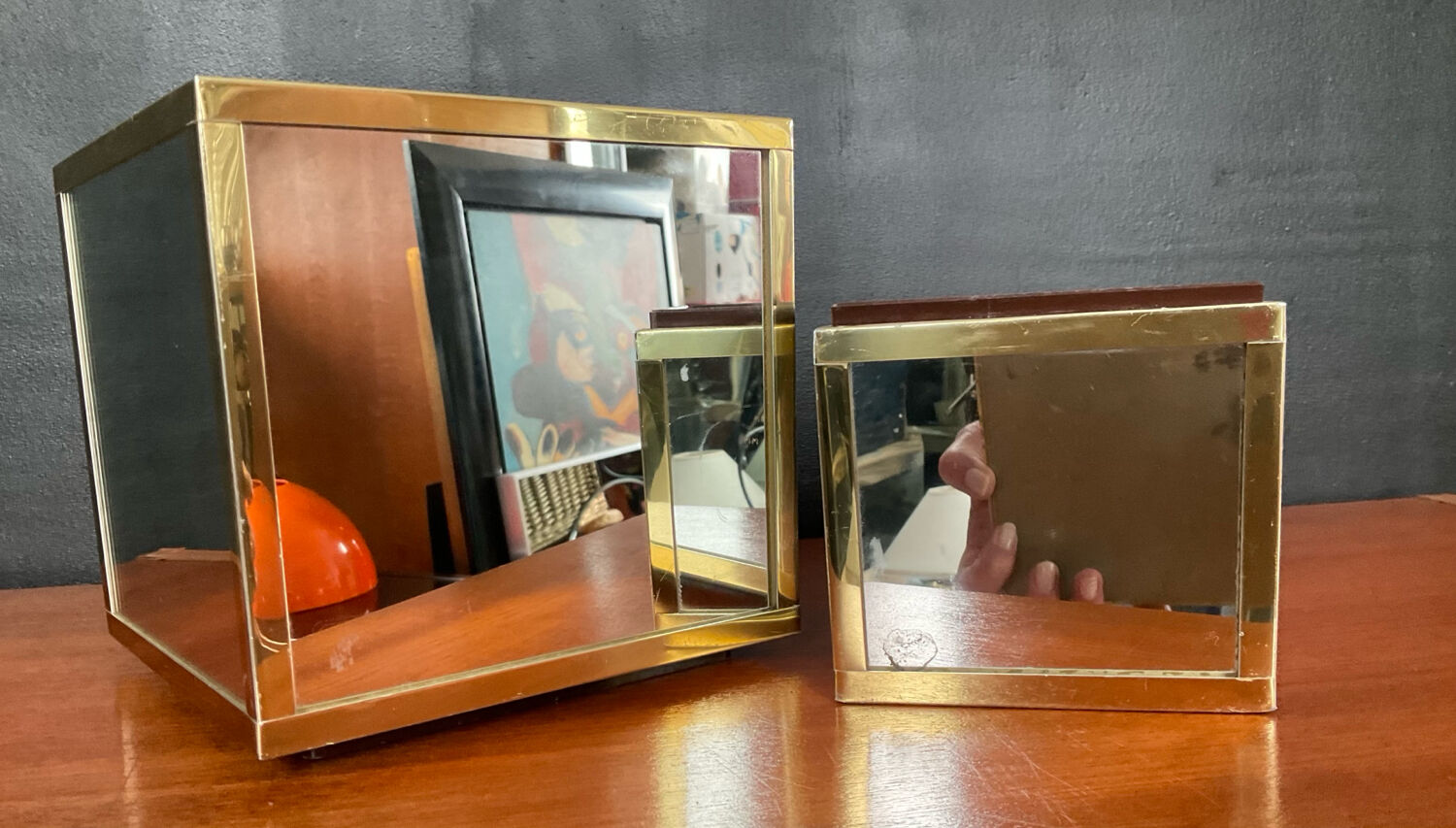 A pair of vintage Ousta Holland cache pots from the 1970s.