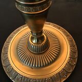 Lampe en bronze doré, abat-jour façon liège