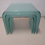 Vintage Nesting Tables made of frosted glass