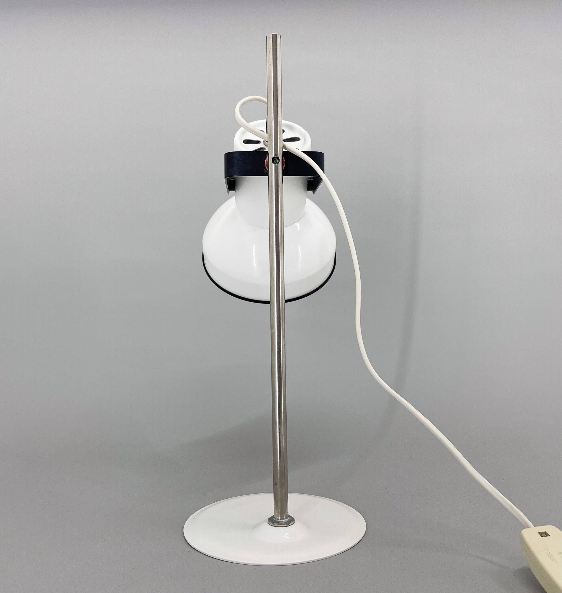 Mid-century White Metal Table Lamp, Czechoslovakia