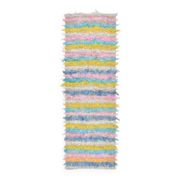 3x10 Pink & Blue Kilim Runner Rug, 94x294Cm