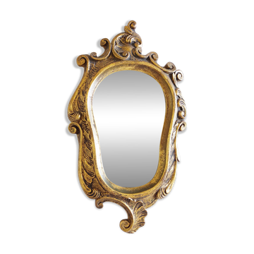 Golden wooden mirror 28.5 x 16 cm