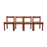 Lot de 4 chaises carimate rouges par Vico Magistretti