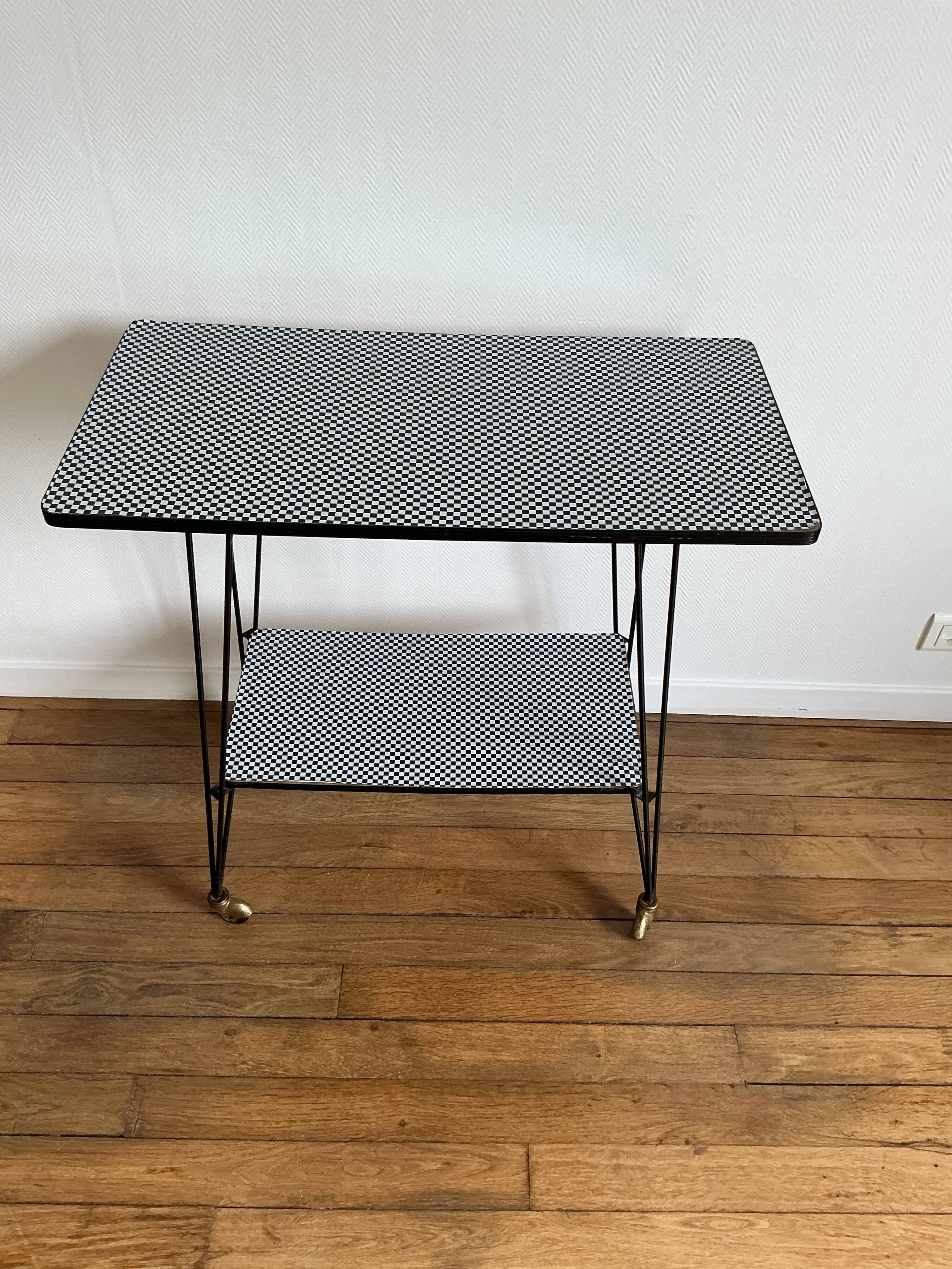 Side table - TV stand - vintage 70s - checkered