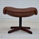 1970s, Swedish design by Göte Möbler Nässjö, swivel footstool in brown leather.