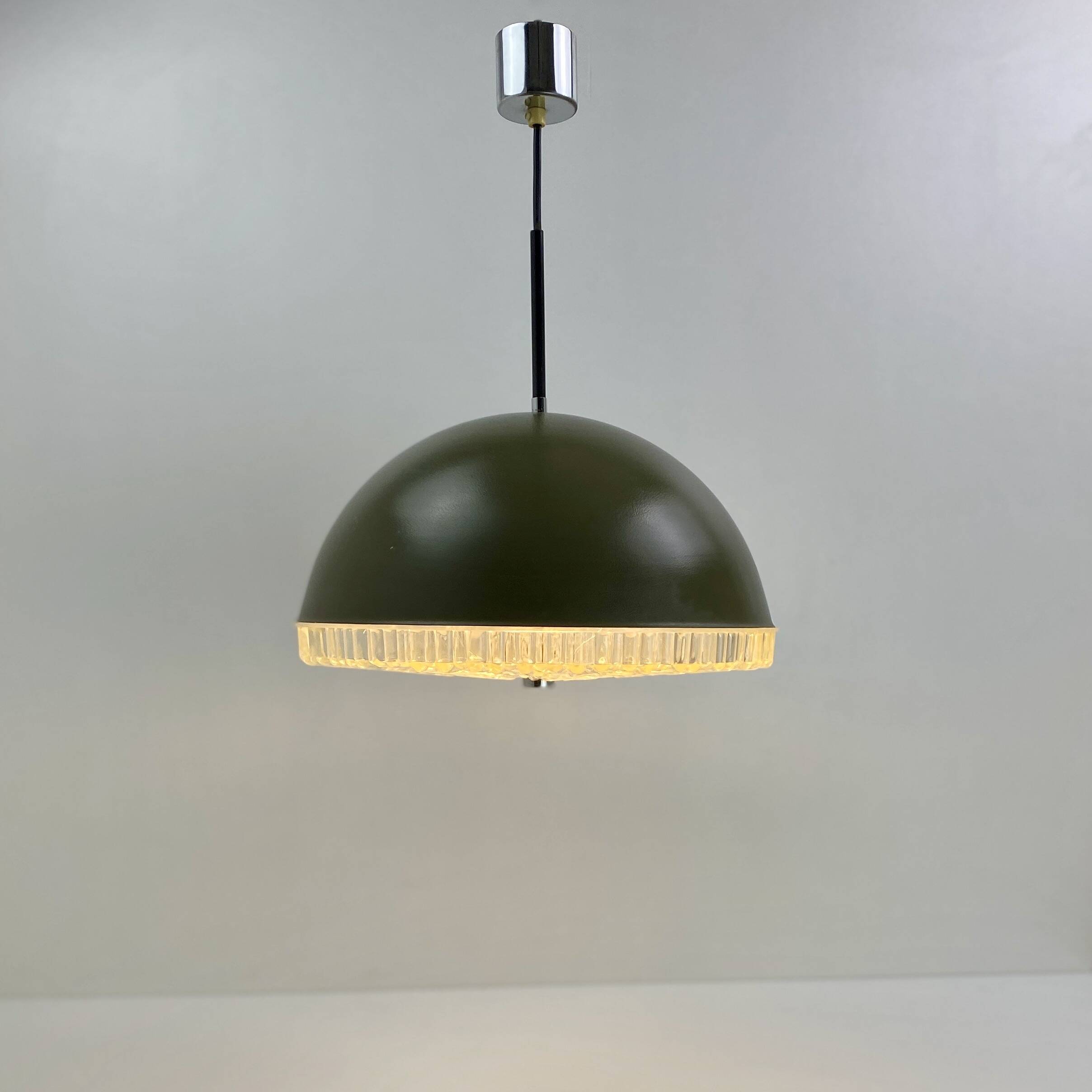 Space Age 1970 pendant light, brown and chrome