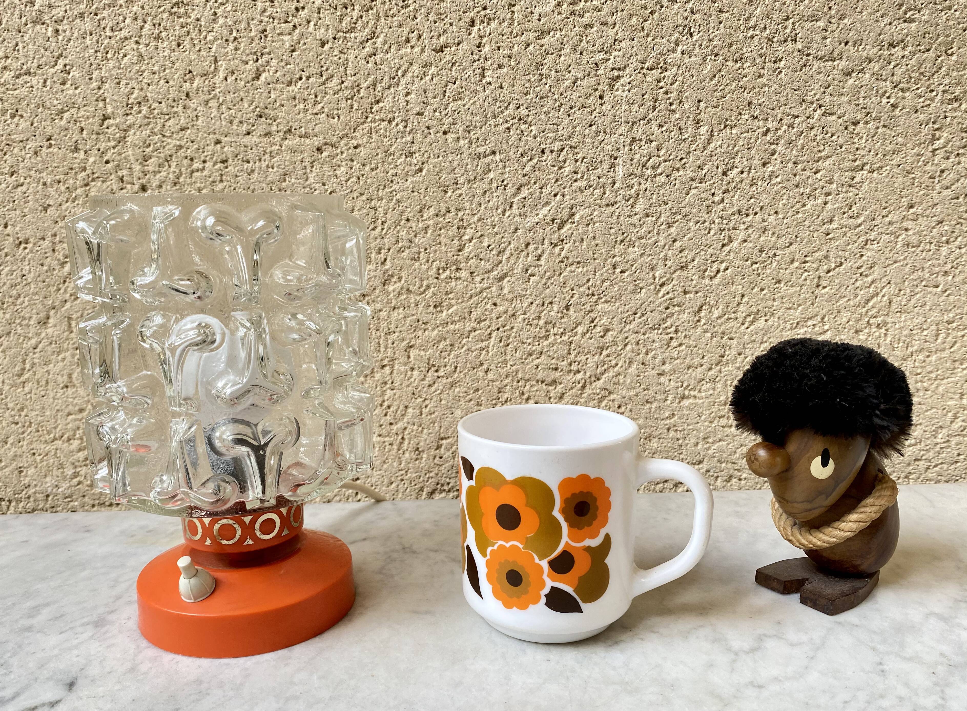 Vintage bedside lamp 70s Graewe orange